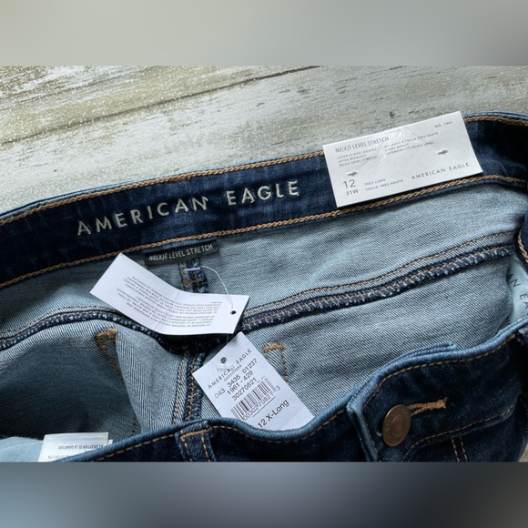 SOLD AE Next Level Super High-Waisted Dark Blue Jegging size 12 X-long - Picture 10 of 15